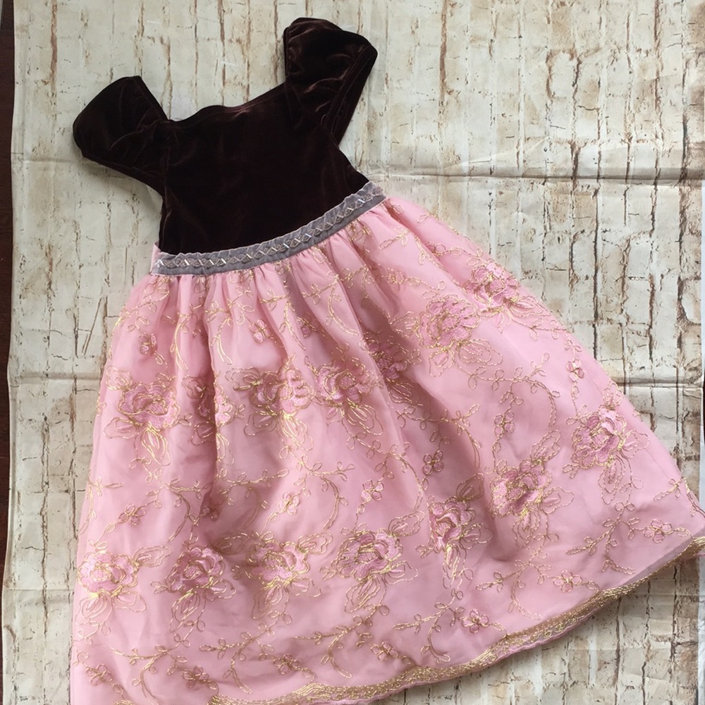 Rare Editions Girl’s Brown & Pink Holiday Dress 4